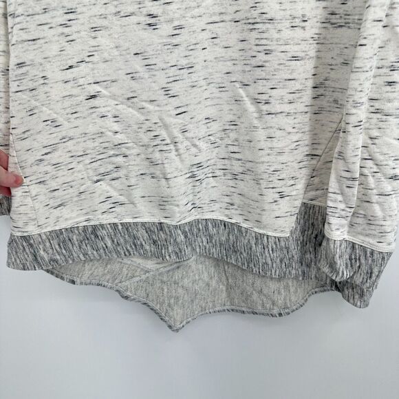 Logo By Lounge Sweatshirt‎ Women M White Gray Heather Pullover Asymmetrical Hem - Picture 4 of 5